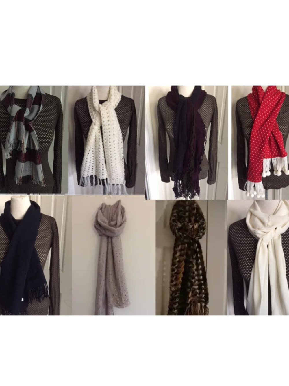 2x Woman's Fashion Boutique Scarves Winter Knit Wool/Cotton/silk
